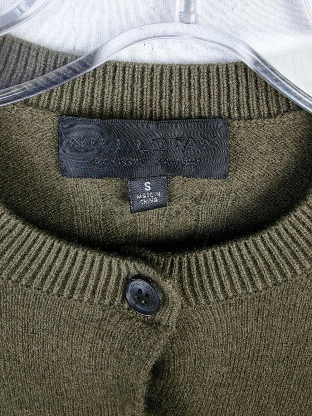 Nili Lotan March Cashmere Cardigan in Dark Moss size S